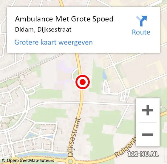 Locatie op kaart van de 112 melding: Ambulance Met Grote Spoed Naar Didam, Dijksestraat op 19 oktober 2021 23:50