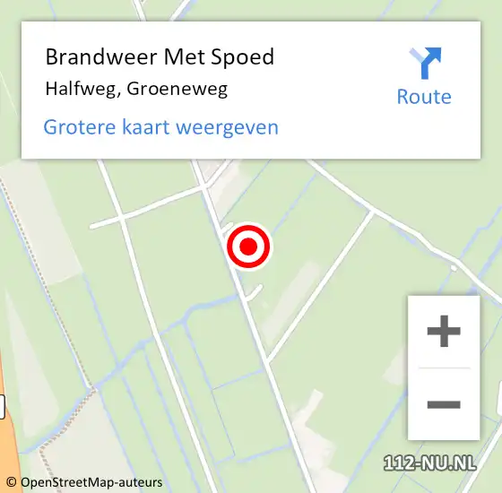 Locatie op kaart van de 112 melding: Brandweer Met Spoed Naar Halfweg, Groeneweg op 20 oktober 2021 07:36