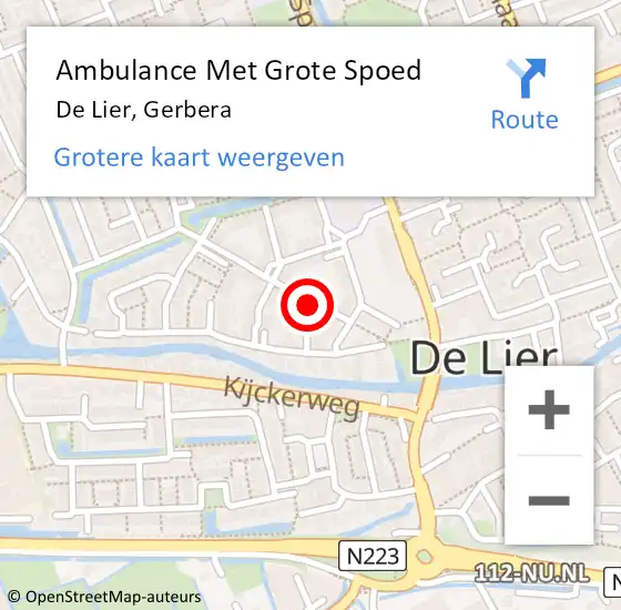 Locatie op kaart van de 112 melding: Ambulance Met Grote Spoed Naar De Lier, Gerbera op 20 oktober 2021 08:21