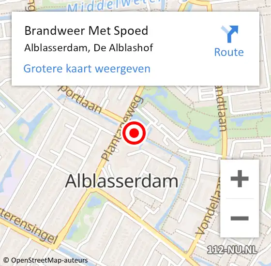 Locatie op kaart van de 112 melding: Brandweer Met Spoed Naar Alblasserdam, De Alblashof op 20 oktober 2021 10:49