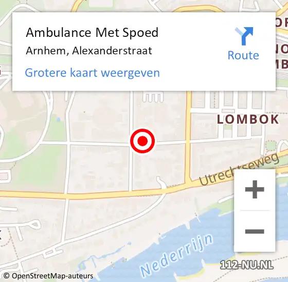 Locatie op kaart van de 112 melding: Ambulance Met Spoed Naar Arnhem, Alexanderstraat op 20 oktober 2021 14:08