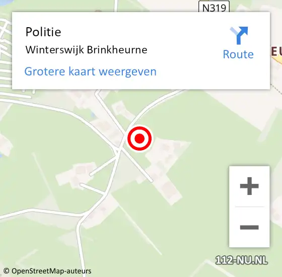 Locatie op kaart van de 112 melding: Politie Winterswijk Brinkheurne op 20 oktober 2021 19:44