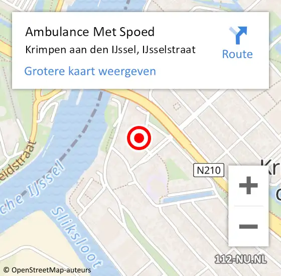 Locatie op kaart van de 112 melding: Ambulance Met Spoed Naar Krimpen aan den IJssel, IJsselstraat op 20 oktober 2021 20:00