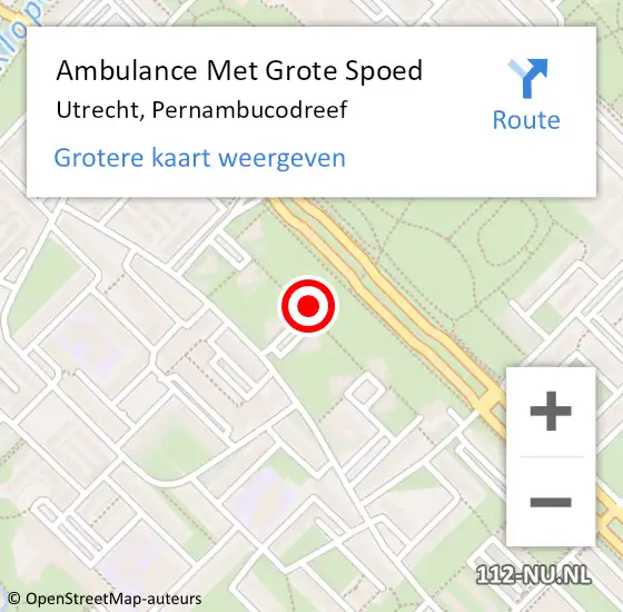 Locatie op kaart van de 112 melding: Ambulance Met Grote Spoed Naar Utrecht, Pernambucodreef op 26 juni 2014 16:32