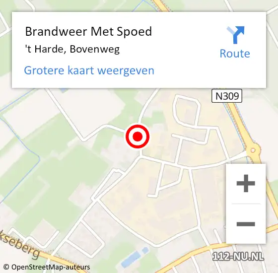 Locatie op kaart van de 112 melding: Brandweer Met Spoed Naar 't Harde, Bovenweg op 21 oktober 2021 04:01