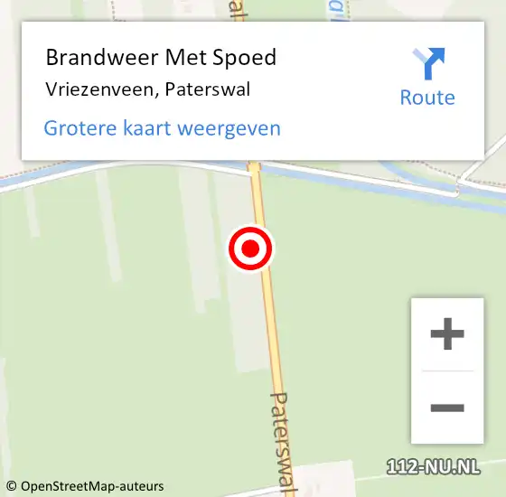 Locatie op kaart van de 112 melding: Brandweer Met Spoed Naar Vriezenveen, Paterswal op 21 oktober 2021 04:51