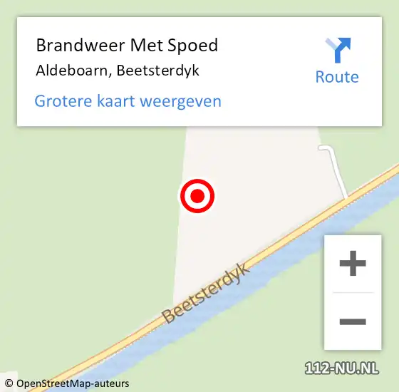 Locatie op kaart van de 112 melding: Brandweer Met Spoed Naar Aldeboarn, Beetsterdyk op 21 oktober 2021 05:22