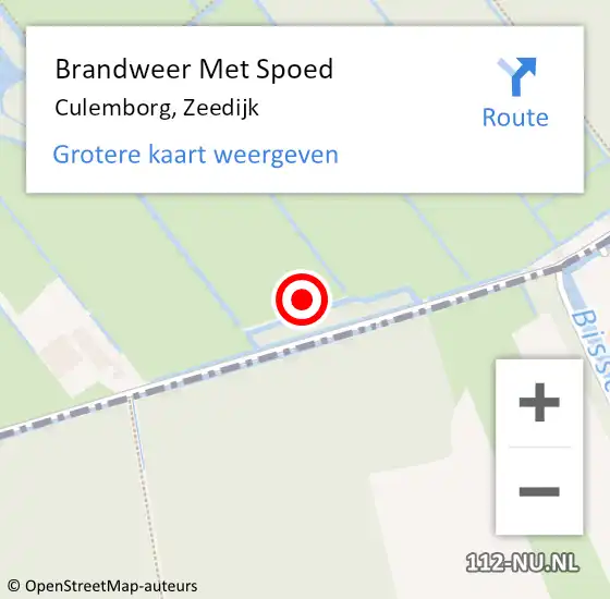 Locatie op kaart van de 112 melding: Brandweer Met Spoed Naar Culemborg, Zeedijk op 21 oktober 2021 05:56