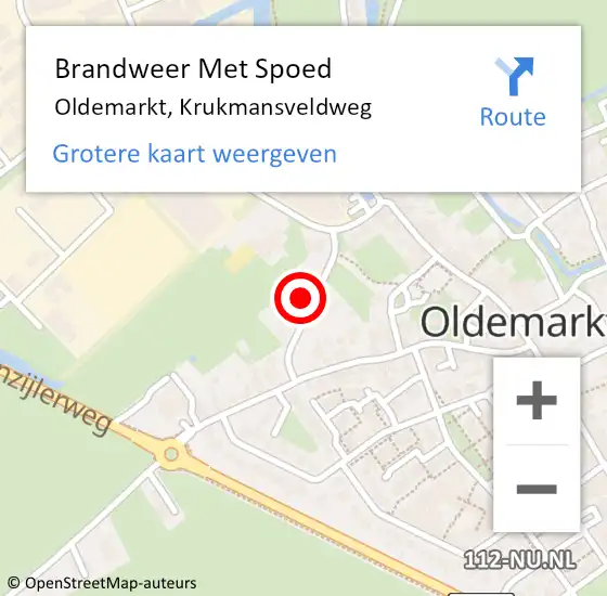 Locatie op kaart van de 112 melding: Brandweer Met Spoed Naar Oldemarkt, Krukmansveldweg op 21 oktober 2021 05:57