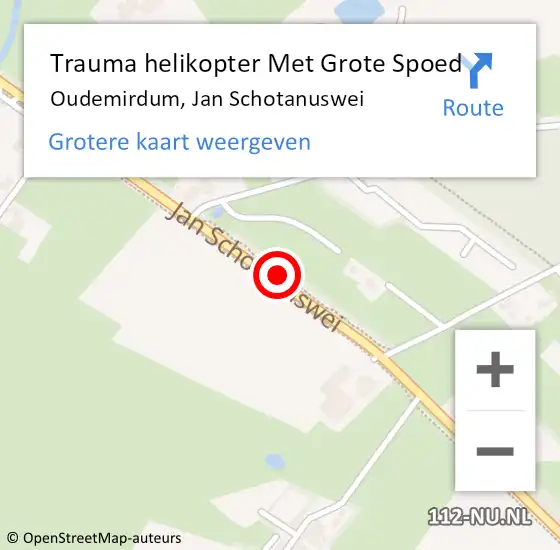 Locatie op kaart van de 112 melding: Trauma helikopter Met Grote Spoed Naar Oudemirdum, Jan Schotanuswei op 21 oktober 2021 06:25