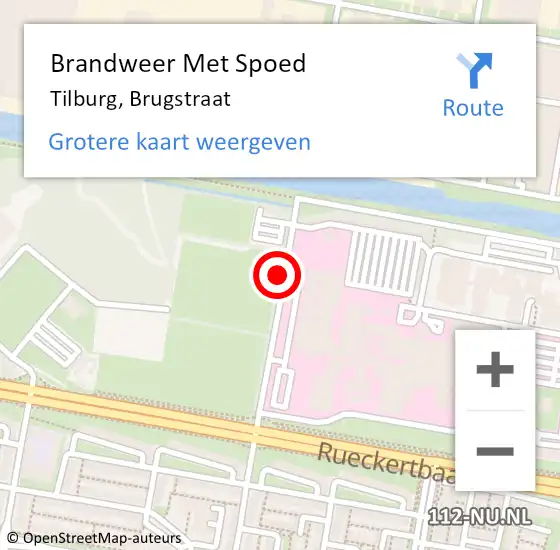 Locatie op kaart van de 112 melding: Brandweer Met Spoed Naar Tilburg, Brugstraat op 21 oktober 2021 07:17