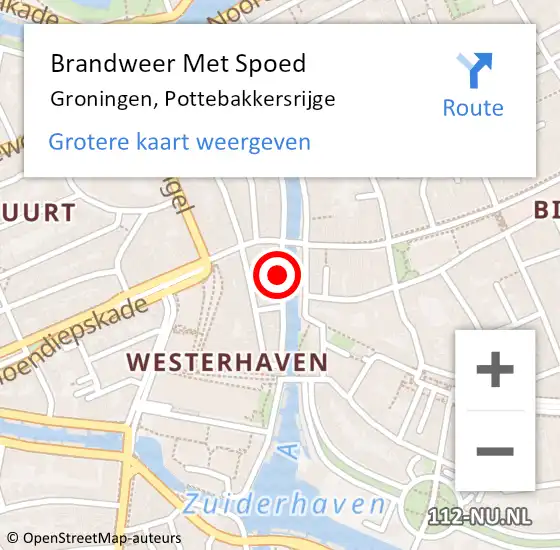 Locatie op kaart van de 112 melding: Brandweer Met Spoed Naar Groningen, Pottebakkersrijge op 21 oktober 2021 07:21
