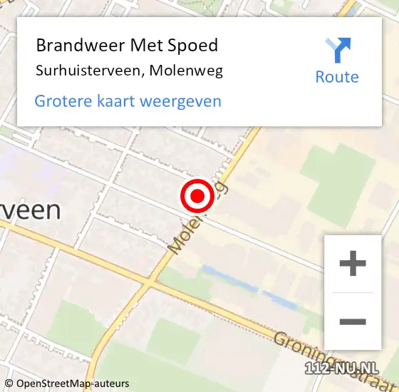 Locatie op kaart van de 112 melding: Brandweer Met Spoed Naar Surhuisterveen, Molenweg op 21 oktober 2021 07:44