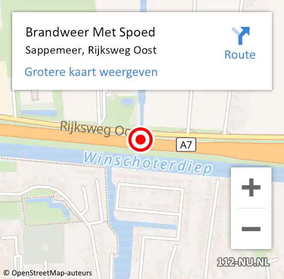 Locatie op kaart van de 112 melding: Brandweer Met Spoed Naar Sappemeer, Rijksweg Oost op 26 juni 2014 17:18