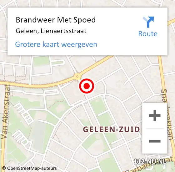 Locatie op kaart van de 112 melding: Brandweer Met Spoed Naar Geleen, Lienaertsstraat op 21 oktober 2021 08:39