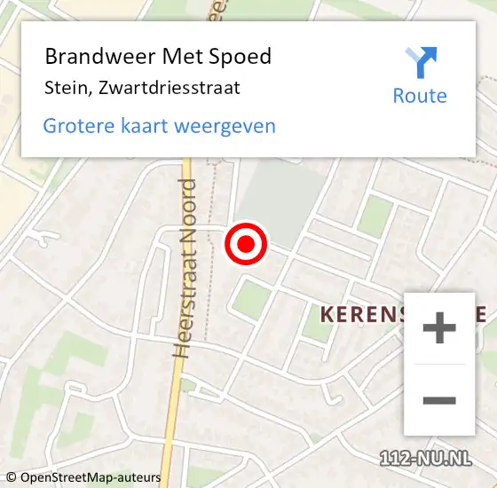 Locatie op kaart van de 112 melding: Brandweer Met Spoed Naar Stein, Zwartdriesstraat op 21 oktober 2021 08:53