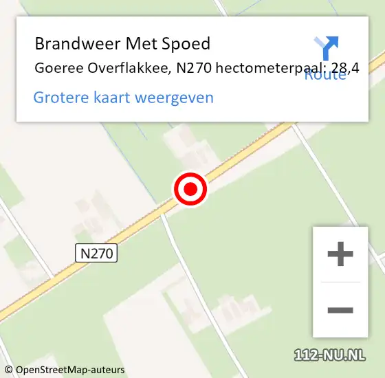 Locatie op kaart van de 112 melding: Brandweer Met Spoed Naar Goeree Overflakkee, N270 hectometerpaal: 28,4 op 21 oktober 2021 10:06