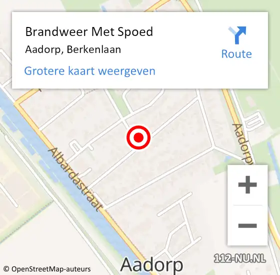 Locatie op kaart van de 112 melding: Brandweer Met Spoed Naar Aadorp, Berkenlaan op 21 oktober 2021 11:10