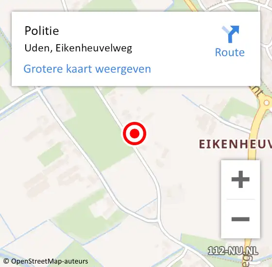 Locatie op kaart van de 112 melding: Politie Uden, Eikenheuvelweg op 21 oktober 2021 14:34