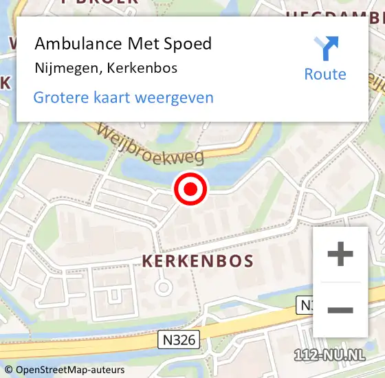 Locatie op kaart van de 112 melding: Ambulance Met Spoed Naar Nijmegen, Kerkenbos op 21 oktober 2021 17:58