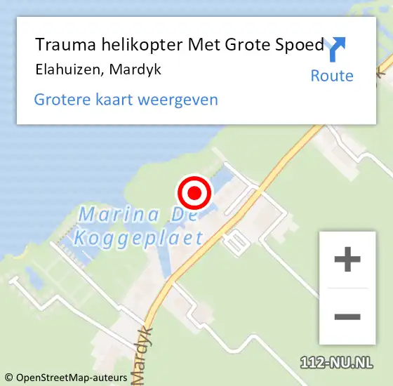 Locatie op kaart van de 112 melding: Trauma helikopter Met Grote Spoed Naar Elahuizen, Mardyk op 21 oktober 2021 18:51