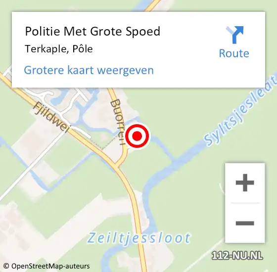 Locatie op kaart van de 112 melding: Politie Met Grote Spoed Naar Terkaple, Pôle op 21 oktober 2021 19:02
