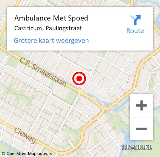 Locatie op kaart van de 112 melding: Ambulance Met Spoed Naar Castricum, Paulingstraat op 21 oktober 2021 19:15