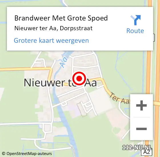 Locatie op kaart van de 112 melding: Brandweer Met Grote Spoed Naar Nieuwer ter Aa, Dorpsstraat op 21 oktober 2021 21:11
