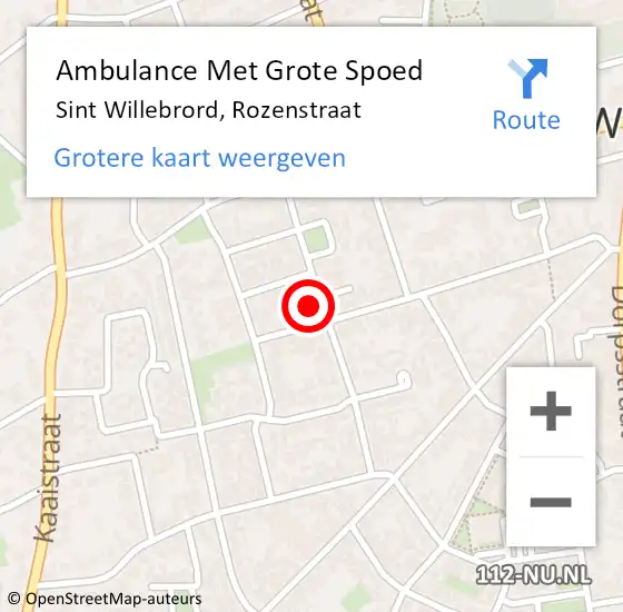 Locatie op kaart van de 112 melding: Ambulance Met Grote Spoed Naar Sint Willebrord, Rozenstraat op 21 oktober 2021 21:53