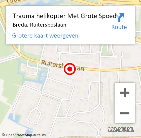 Locatie op kaart van de 112 melding: Trauma helikopter Met Grote Spoed Naar Breda, Ruitersboslaan op 22 oktober 2021 04:14
