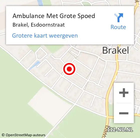 Locatie op kaart van de 112 melding: Ambulance Met Grote Spoed Naar Brakel, Esdoornstraat op 22 oktober 2021 05:21