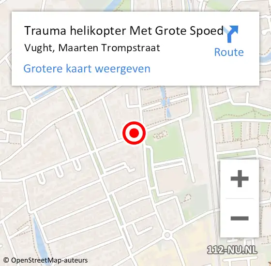 Locatie op kaart van de 112 melding: Trauma helikopter Met Grote Spoed Naar Vught, Maarten Trompstraat op 22 oktober 2021 10:01