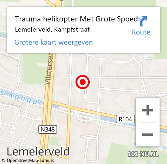 Locatie op kaart van de 112 melding: Trauma helikopter Met Grote Spoed Naar Lemelerveld, Kampfstraat op 22 oktober 2021 12:51