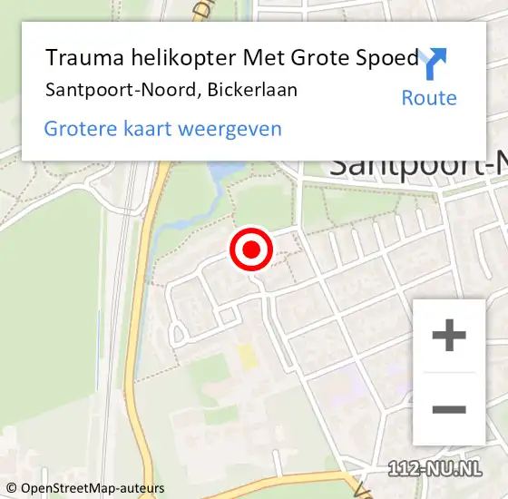 Locatie op kaart van de 112 melding: Trauma helikopter Met Grote Spoed Naar Santpoort-Noord, Bickerlaan op 22 oktober 2021 17:22