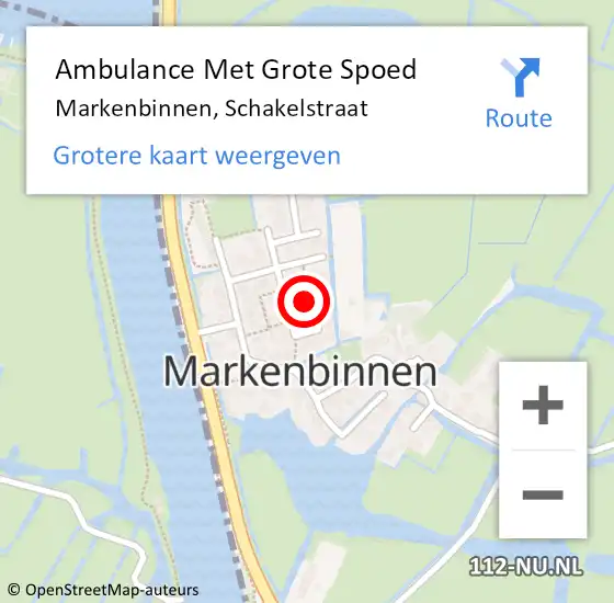 Locatie op kaart van de 112 melding: Ambulance Met Grote Spoed Naar Markenbinnen, Schakelstraat op 22 oktober 2021 17:30