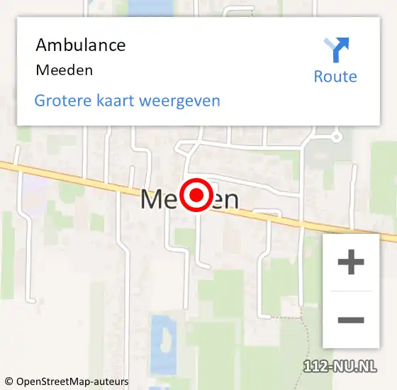 Locatie op kaart van de 112 melding: Ambulance Meeden op 22 oktober 2021 17:34