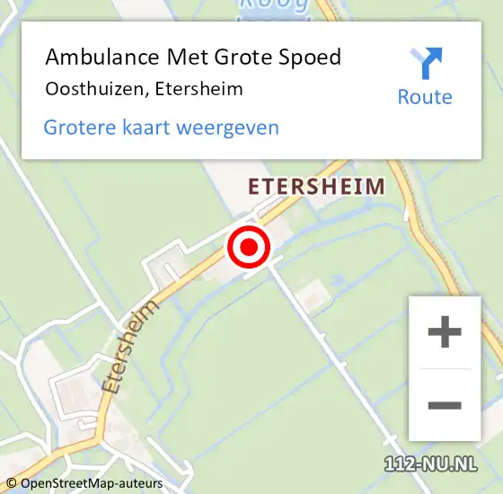 Locatie op kaart van de 112 melding: Ambulance Met Grote Spoed Naar Oosthuizen, Etersheim op 22 oktober 2021 20:09