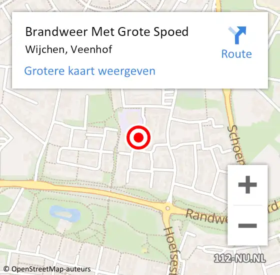 Locatie op kaart van de 112 melding: Brandweer Met Grote Spoed Naar Wijchen, Veenhof op 23 oktober 2021 02:21