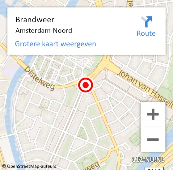 Locatie op kaart van de 112 melding: Brandweer Amsterdam-Noord op 23 oktober 2021 08:16