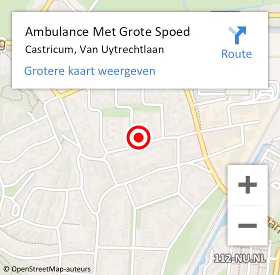 Locatie op kaart van de 112 melding: Ambulance Met Grote Spoed Naar Castricum, Van Uytrechtlaan op 23 oktober 2021 10:39
