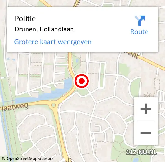 Locatie op kaart van de 112 melding: Politie Drunen, Hollandlaan op 23 oktober 2021 11:35