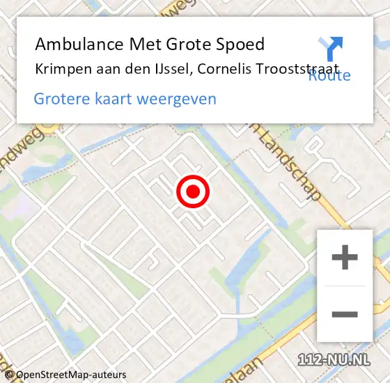 Locatie op kaart van de 112 melding: Ambulance Met Grote Spoed Naar Krimpen aan den IJssel, Cornelis Trooststraat op 23 oktober 2021 11:59