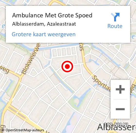 Locatie op kaart van de 112 melding: Ambulance Met Grote Spoed Naar Alblasserdam, Azaleastraat op 23 oktober 2021 15:14
