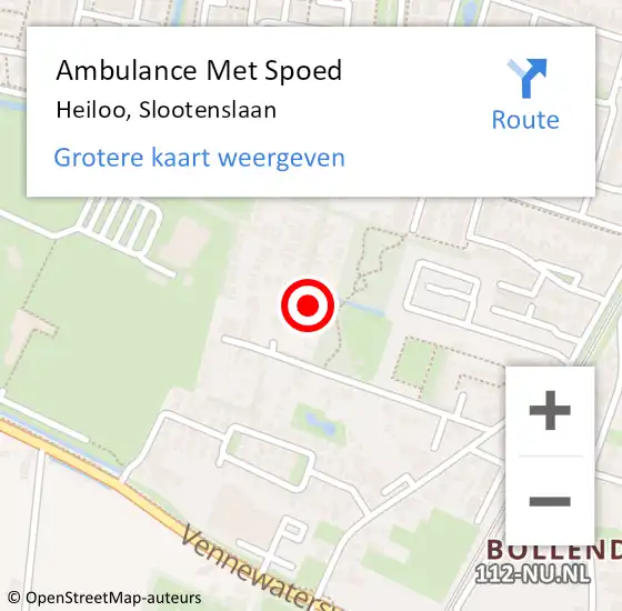 Locatie op kaart van de 112 melding: Ambulance Met Spoed Naar Heiloo, Slootenslaan op 23 oktober 2021 15:27