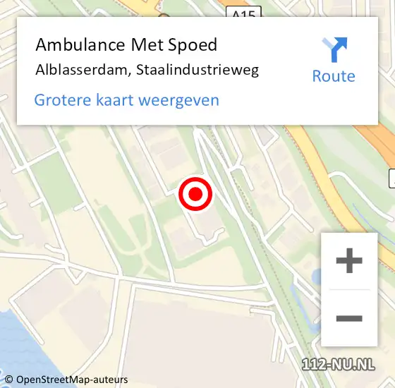 Locatie op kaart van de 112 melding: Ambulance Met Spoed Naar Alblasserdam, Staalindustrieweg op 23 oktober 2021 15:46