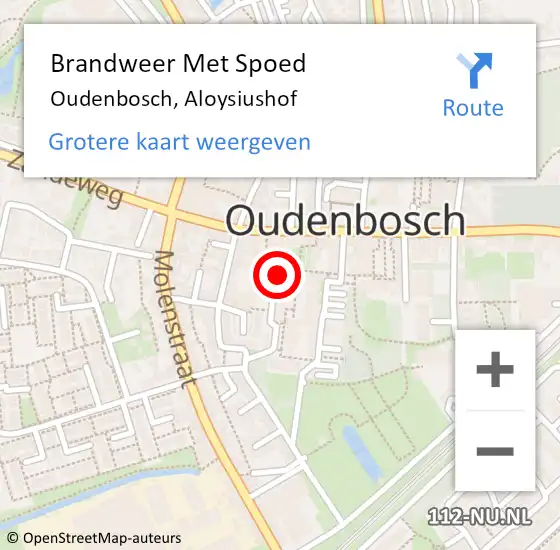 Locatie op kaart van de 112 melding: Brandweer Met Spoed Naar Oudenbosch, Aloysiushof op 23 oktober 2021 17:29