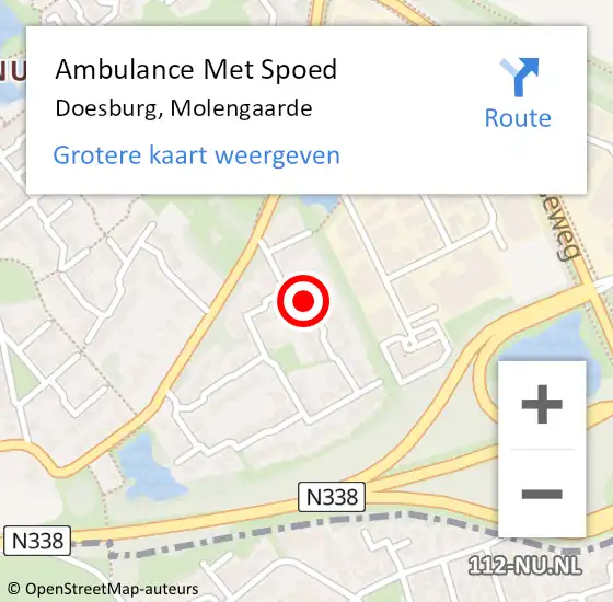 Locatie op kaart van de 112 melding: Ambulance Met Spoed Naar Doesburg, Molengaarde op 23 oktober 2021 18:01