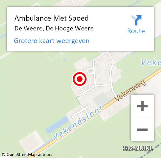 Locatie op kaart van de 112 melding: Ambulance Met Spoed Naar De Weere, De Hooge Weere op 23 oktober 2021 18:55