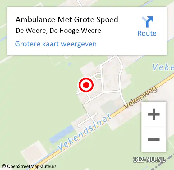 Locatie op kaart van de 112 melding: Ambulance Met Grote Spoed Naar De Weere, De Hooge Weere op 23 oktober 2021 18:58
