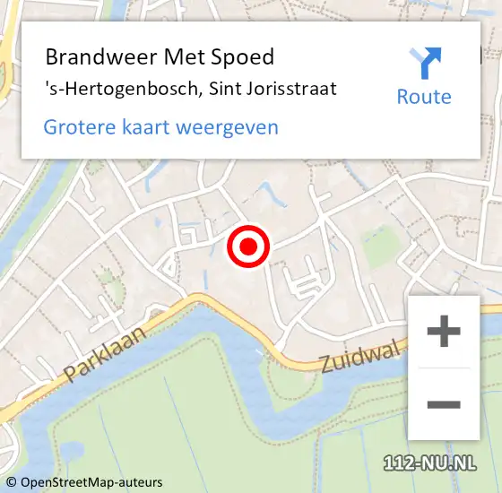 Locatie op kaart van de 112 melding: Brandweer Met Spoed Naar 's-Hertogenbosch, Sint Jorisstraat op 23 oktober 2021 19:08